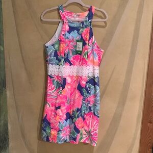 Lilly Pulitzer Ashlyn Shift Dress abeckon Blue Jungle Utopia size 12